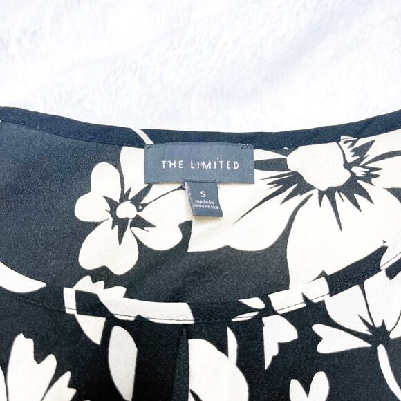 THE LIMITED Black & Beige Floral Sleeveless Blouse Keyhole Neckline Top - Picture 7 of 8